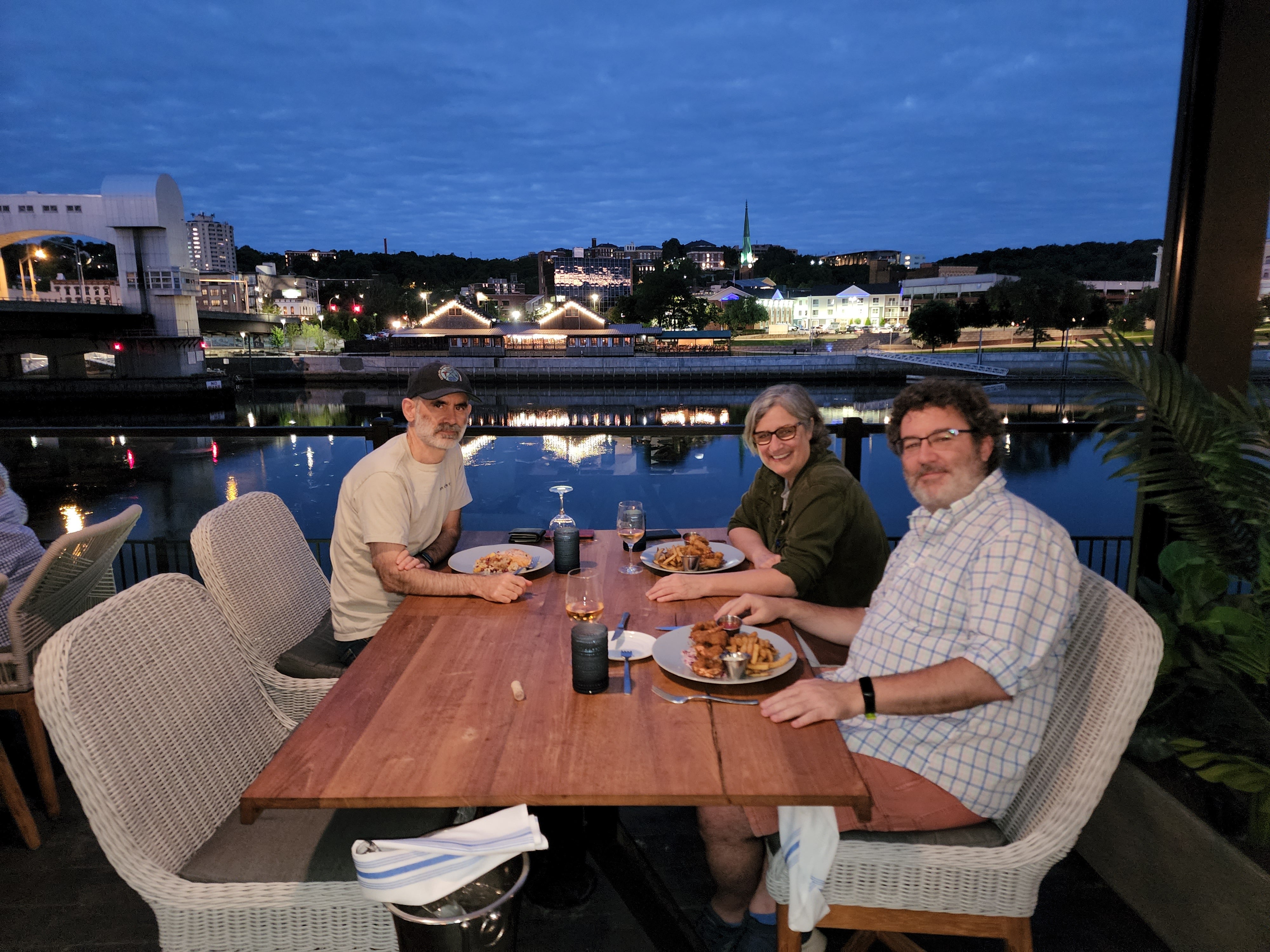 An Image of Drs. Michalet, Barroso and Intes (Left to Right) at Dinner